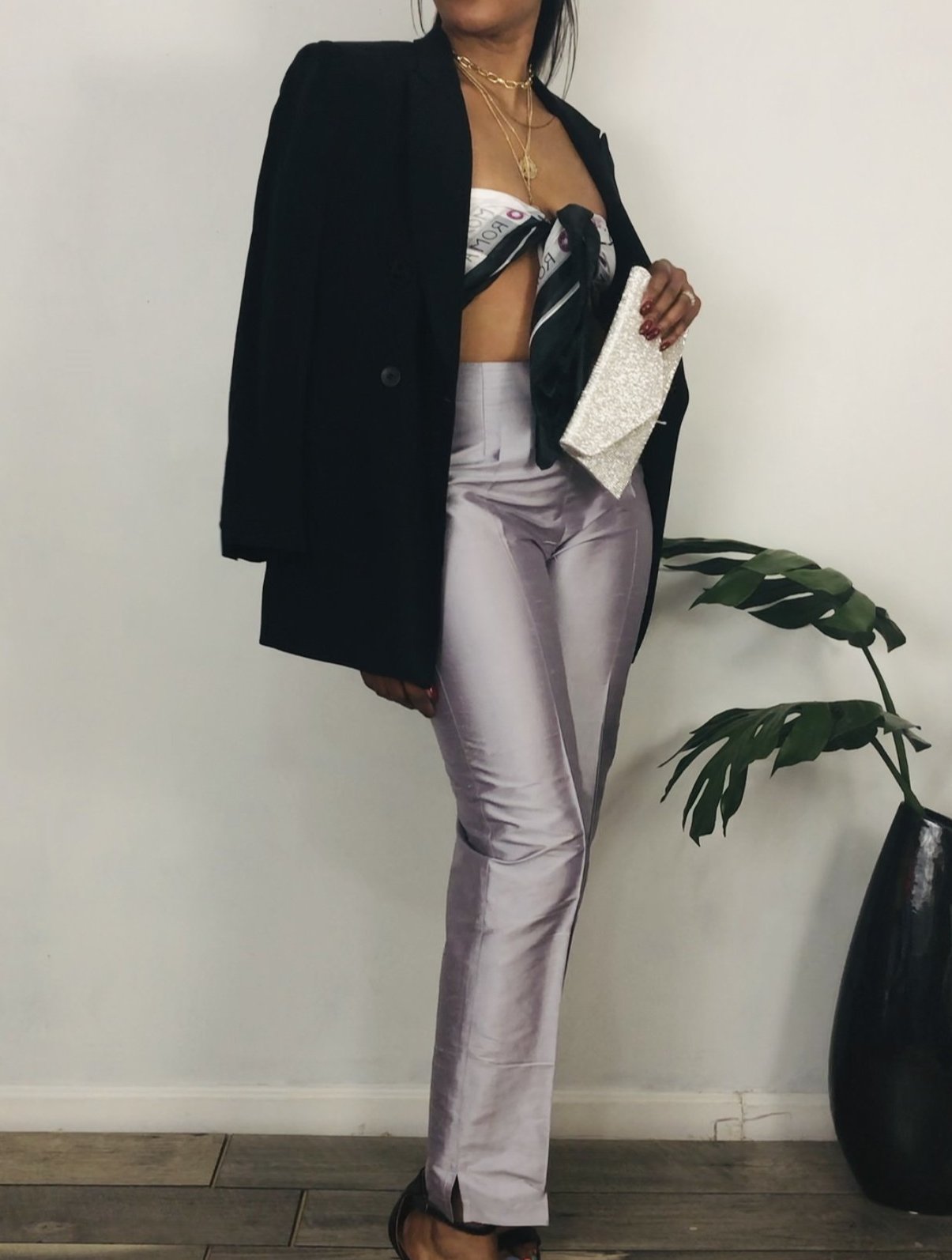 Vintage High Waist Silk Pants - 8